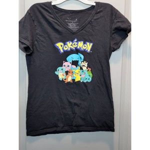 Pokémon t-shirt girls womens Size Large Vintage Black Pikachu Cotton 2001